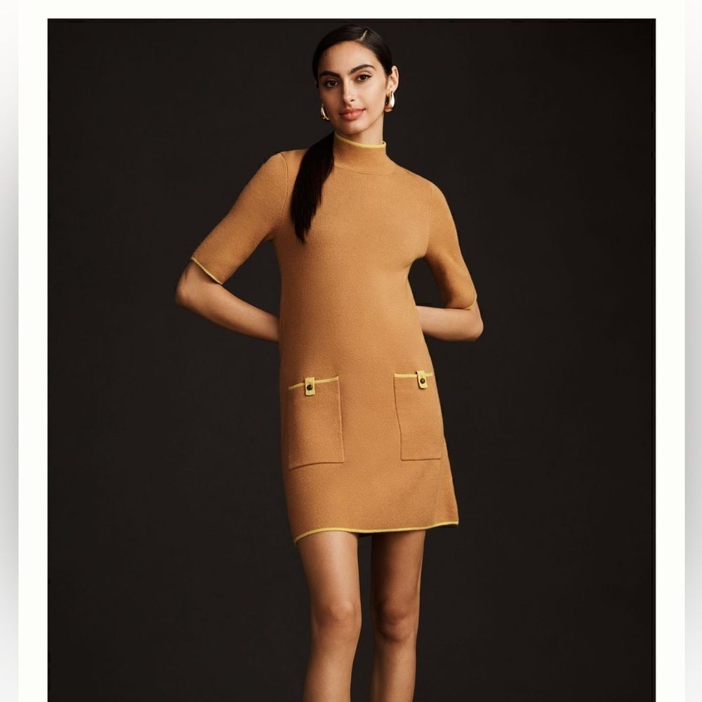 Anthropologie Maeve Annalise Mock-Neck Mini Sweater Dress NWT